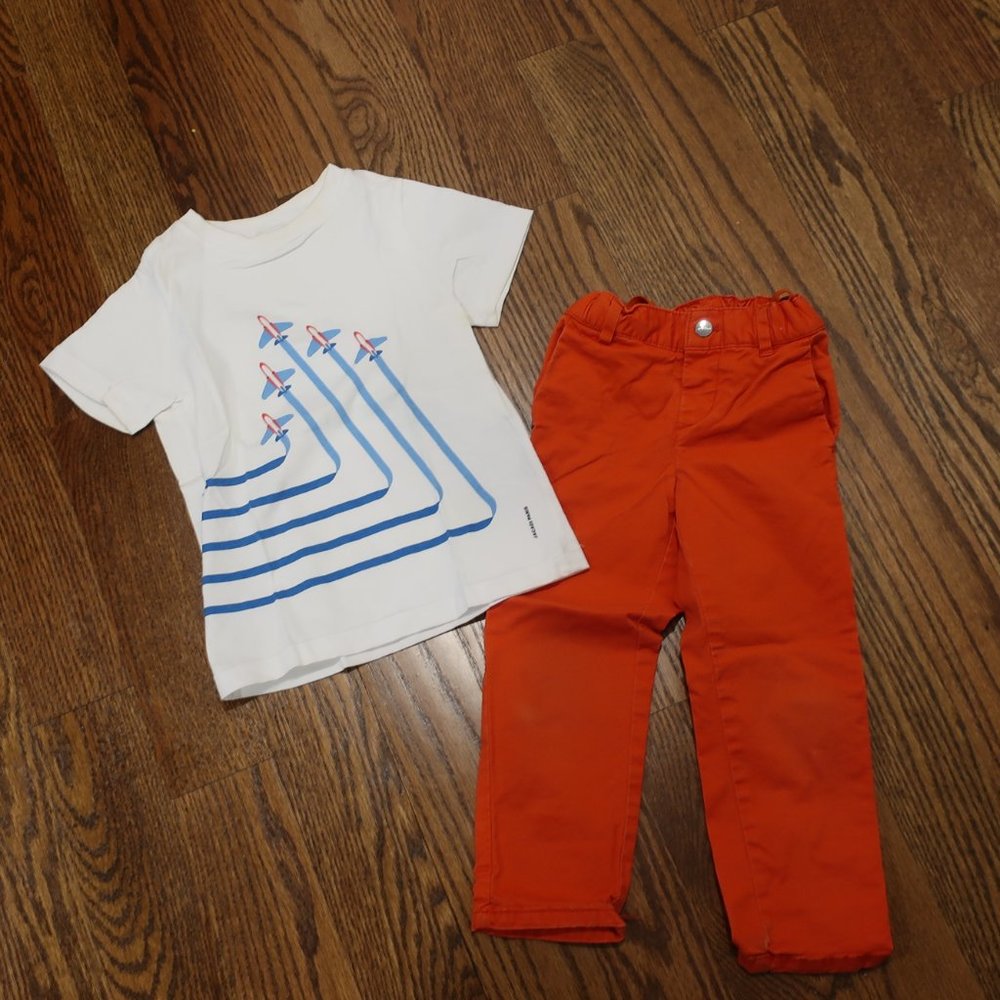 Jacadi t shirt, size 4 and pants size 3, UEC
